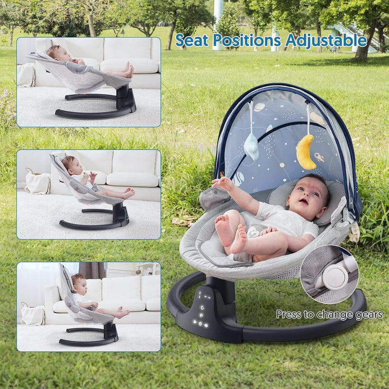 Bellababy Bluetooth Baby Swing for Infants, Compact & Portable Baby Swing, 3 Seat Positions, 5 Swing Speed, 10 Music, Remote Control, USB Plug-in Power, Reversible Cushion for All Seasons - Image 2